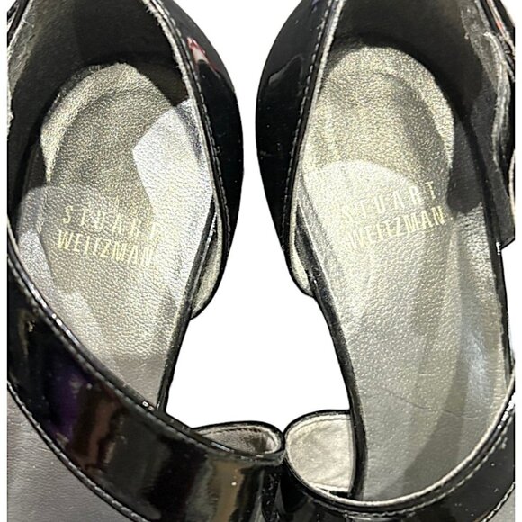 Stuart Weitzman Lineone Black Patent Leather Wedge Size 7 - Picture 4 of 10